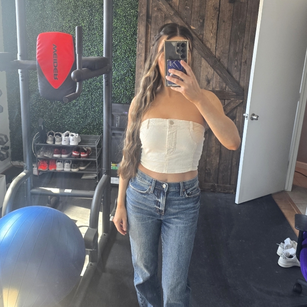 White Strapless Jean Top